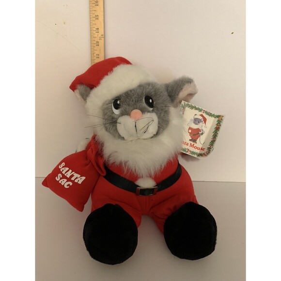 JC Penny Santa Claus Mouse Plush Christmas Stuffed Animal Hat 10” Vintage READ - Picture 2 of 15